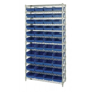 Shelf Bin Wire Shelving System 12" x 36" x 74" Blue