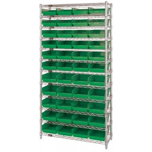 Shelf Bin Wire Shelving System 12" x 36" x 74" Green