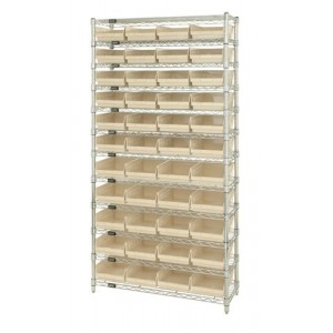 Shelf Bin Wire Shelving System 12" x 36" x 74" Ivory