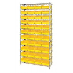 Shelf Bin Wire Shelving System 12" x 36" x 74" Yellow