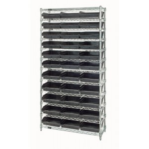 Shelf Bin Wire Shelving System 12" x 36" x 74" Black