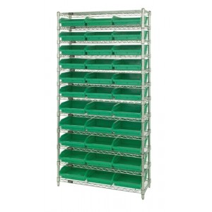 Shelf Bin Wire Shelving System 24" x 36" x 74" Green