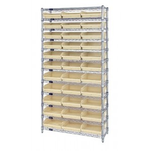 Shelf Bin Wire Shelving System 24" x 36" x 74" Ivory