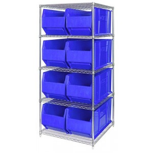 Quantum chrome wire units with hulk 36" containers 36" x 36" x 86" Blue