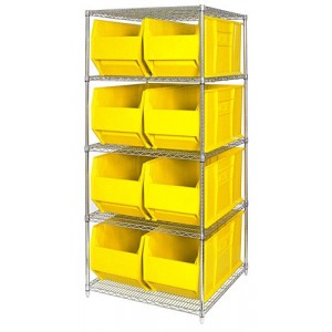 Quantum chrome wire units with hulk 36" containers 36" x 36" x 86" Yellow