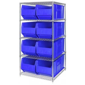 Quantum chrome wire units with hulk 36" containers 48" x 36" x 86" Blue