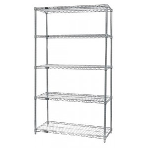 Quantum wire shelving 5-shelf starter units - stainless steel 21" x 54" x 74"