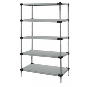 Quantum solid 5-shelf starter units - stainless steel 24" x 42" x 86"