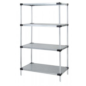 Quantum solid shelving 4-shelf starter units - stainless steel 14" x 72" x 63"