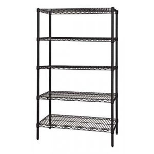 Quantum wire shelving 5-shelf starter units - black 36" x 60" x 54"