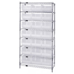 Wire Shelving and Clear-View Bin System - Complete Package 18" x 36" x 74"