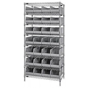 Stackable shelf bin wire shelving packages 12" x 36" x 75" Gray