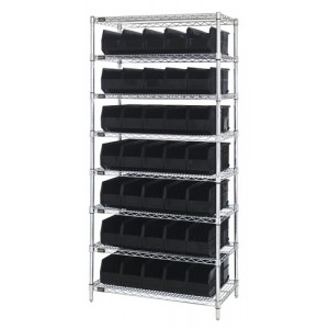 Stackable shelf bin wire shelving packages 14" x 36" x 74" Black