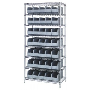Stackable shelf bin wire shelving packages 14" x 36" x 74" Gray