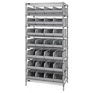 Stackable shelf bin wire shelving packages 14" x 36" x 74" Gray