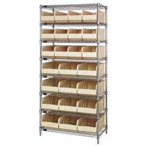 Stackable shelf bin wire shelving packages 21" x 36" x 74" Ivory