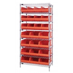Stackable shelf bin wire shelving packages 21" x 36" x 74" Orange