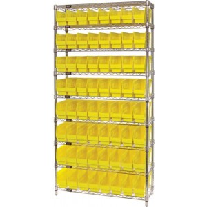 Wire Shelving Shelf Bin System - Complete Wire Package 12" x 36" x 74" Yellow