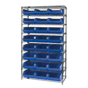 Magnum bin wire units - complete package 42" x 18" x 74" Blue