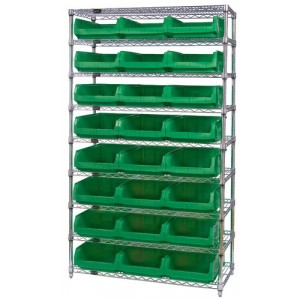 Magnum bin wire units - complete package 42" x 18" x 74" Green