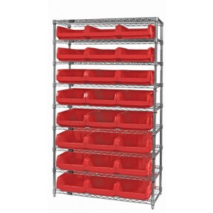 Magnum bin wire units - complete package 42" x 18" x 74" Red