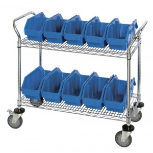 Quickpick bin mobile wire cart -- complete packages 36" x 18" x 37-1/2" Blue