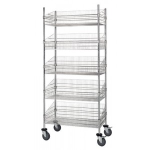 Mobile 5 post basket units - chrome 24" x 24" x 80"