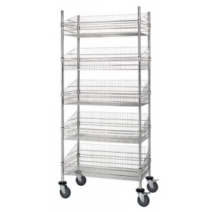 Mobile 5 post basket units - chrome 24" x 36" x 80"