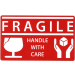 Label CR 5x3 3"C Red/White "Fragile Handle With Care" AMAT Perf 500/RL