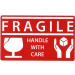 Label CR 5x3 3"C Red/White "Fragile Handle With Care" AMAT Perf 250/RL