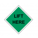 Label 2x2 "Lift Here" Green Poly W/Liner 1000/RL