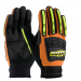 Glove Synthetic Leather Palm w/ Fabric Back Black/Hi-Vis Orange Large