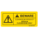 Label 2.375x1 "Beware Open in Cleanroom" yellow w/black text 3"core 500/RL
