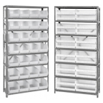 Steel Shelving with Clear Bins
